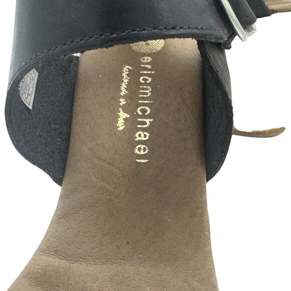 Eric Michael Size 8.5 Black Silver Leather Glitter Espadrille Sandal Shoes - Picture 8 of 9